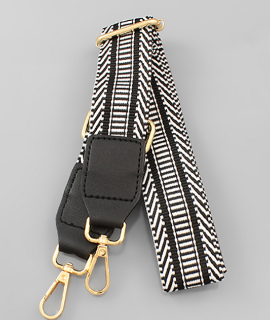 Diagonal/Horizontal Stripe Strap Black