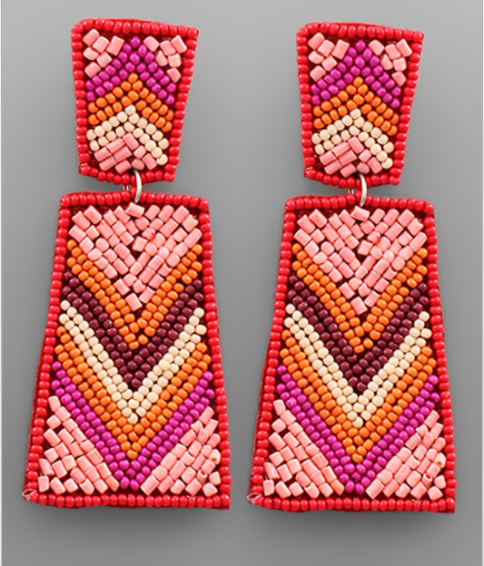 Pink Rectangle Earrings