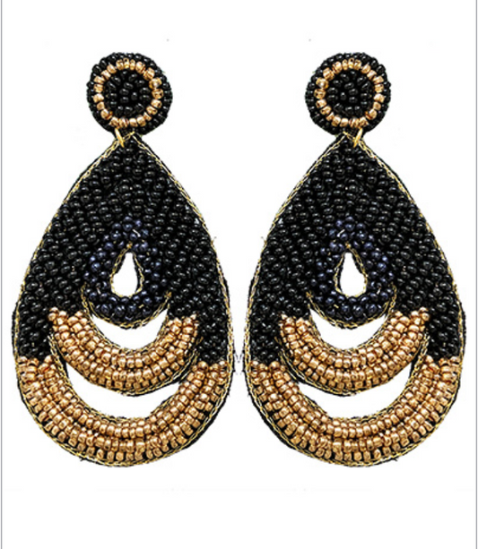 Gold/Black Oval Earrings