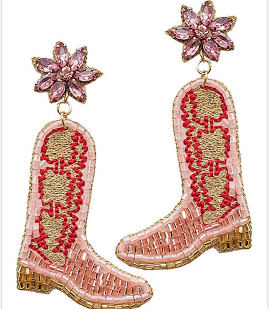 Pink Boot Earrings