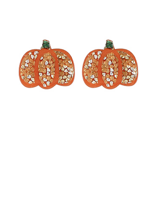 Pumpkin Druzy Studs