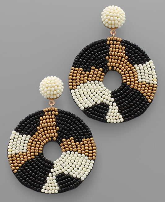 Leopard Beaded Circle Earrings