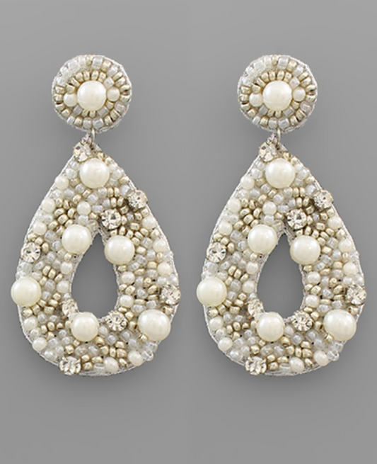 Pearl Silver/Cream Teardrop Earrings