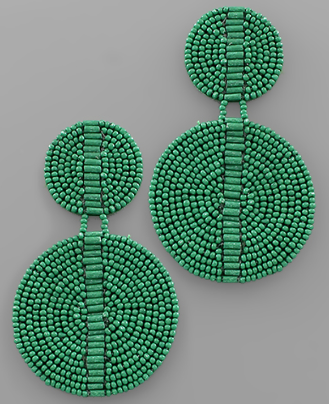 Green Double Disc Earrings