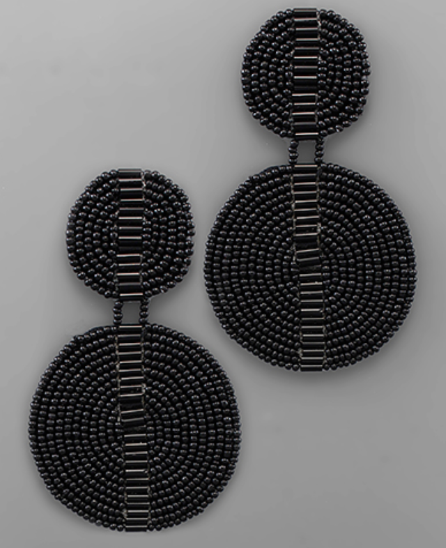 Black Double Disc Earrings