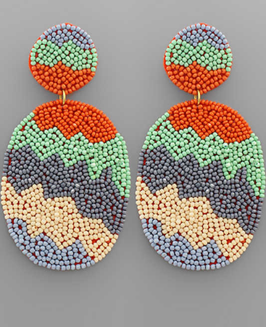 Orange Multi Oval Earrings