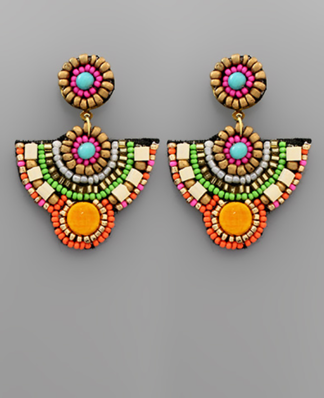 Multi Geo Bead Earrings