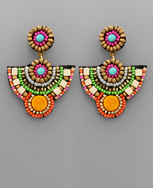 Multi Geo Bead Earrings