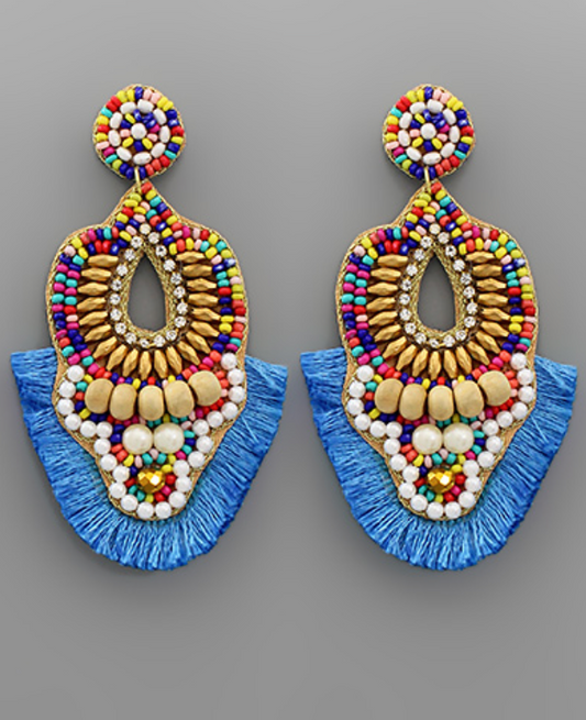 Geo Fan Tassel Earrings