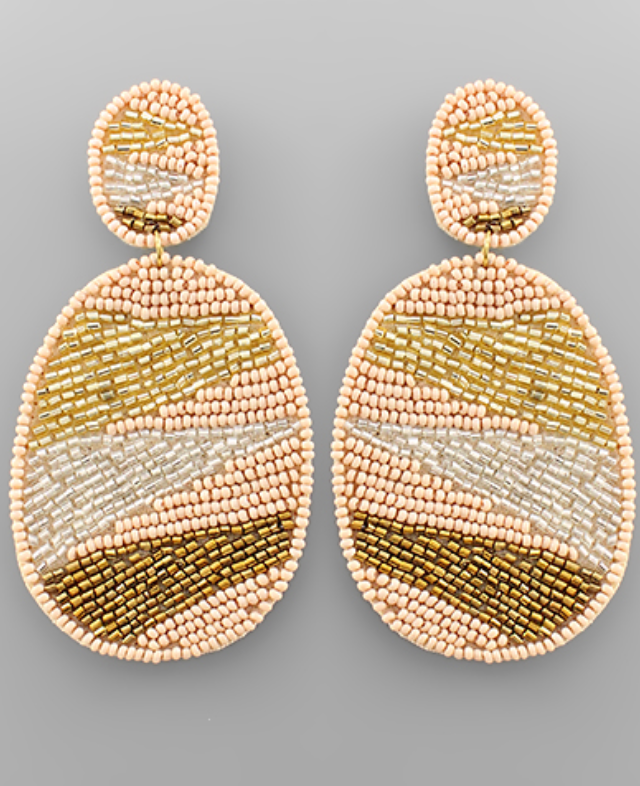 Oval Beige/Gold Earrings