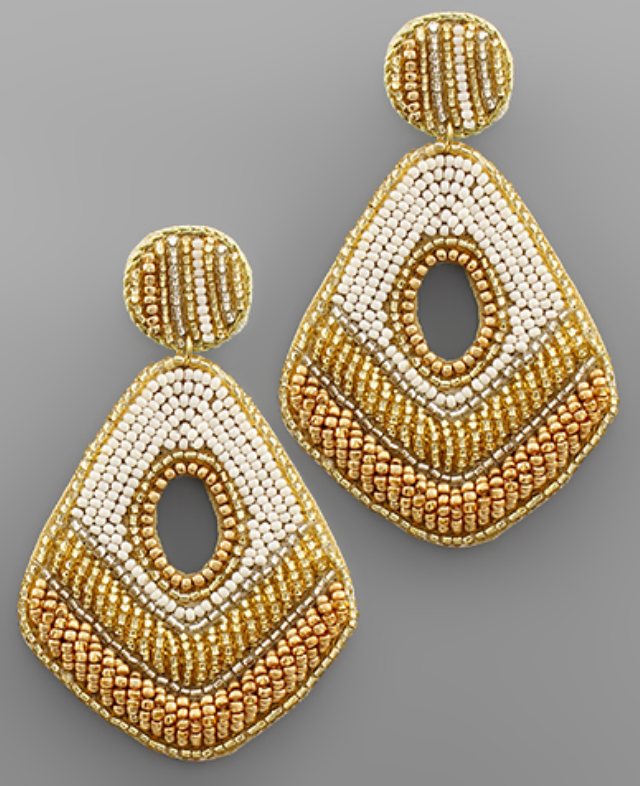 Gold/White Teardrop Earrings