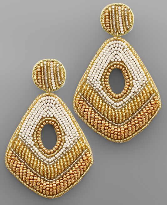 Gold/White Teardrop Earrings