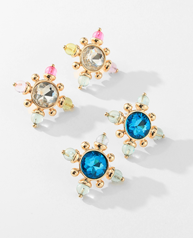 Aqua/Gold Jewel Earrings