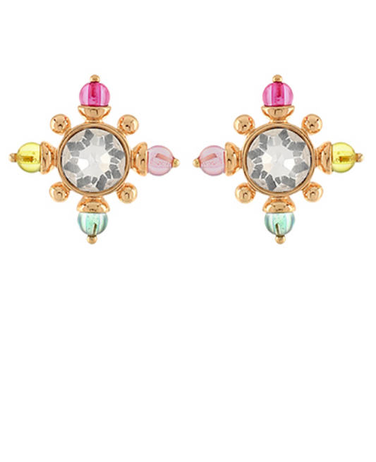 Pink Multi/Gold Jewel Earrings