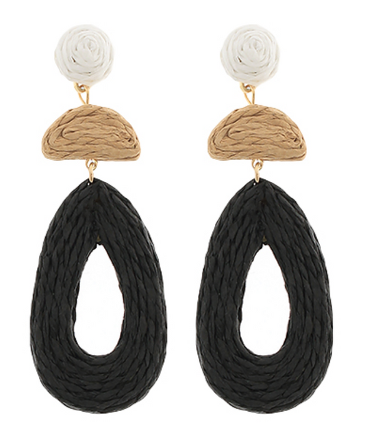 Neutral Raffia Teardrop Earrings