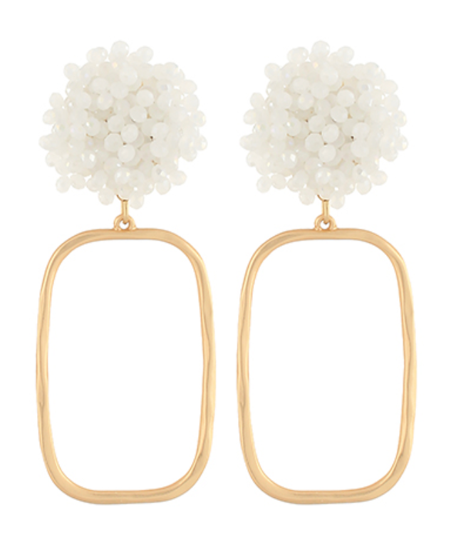 White Cluster Gold Earrings