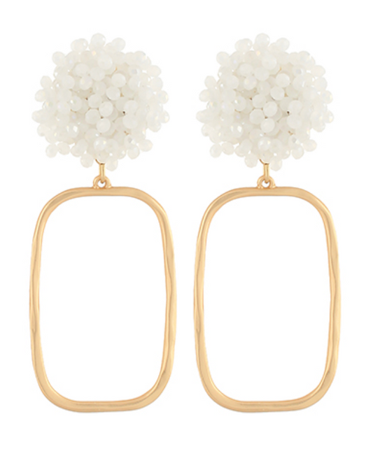 White Cluster Gold Earrings