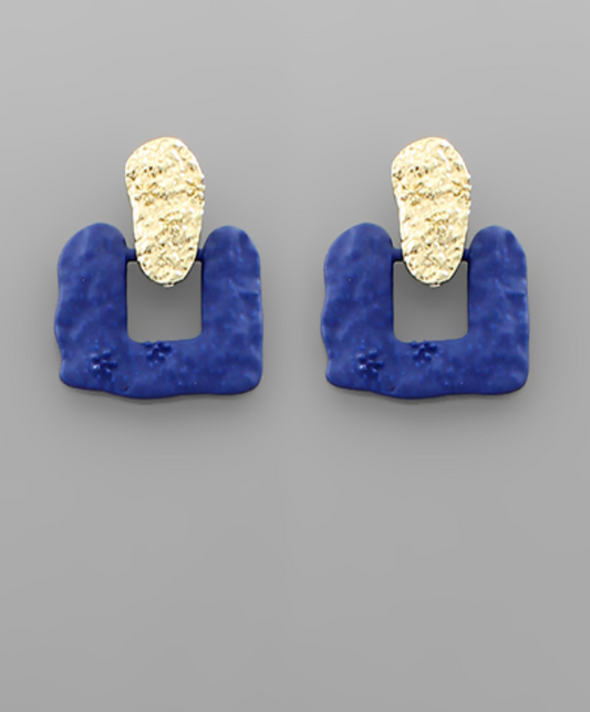 Color Coat Textured Earrings - Blue