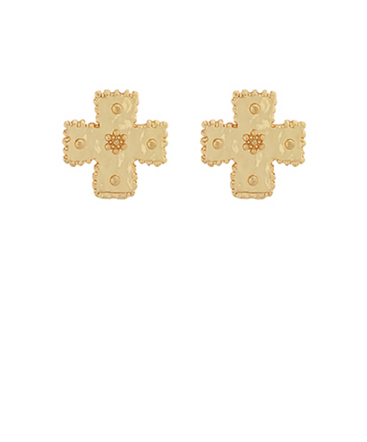 Textured & Dotted Cross Earrings