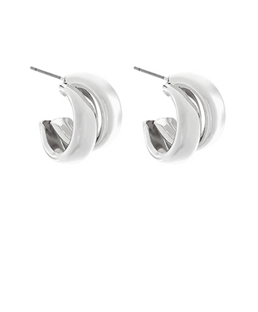Layered Metal Hoops - Silver