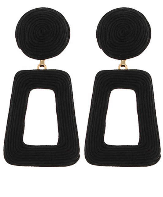Wrapped Open Trapezoid Drop Earrings