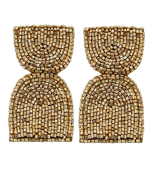 Metallic Arch Seed Bead Earrings - Gold