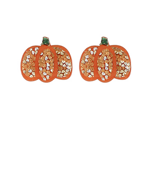 Glitter Pumpkin Earrings