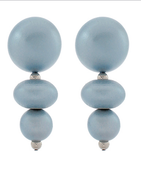 Wood Linear Earrings - Blue