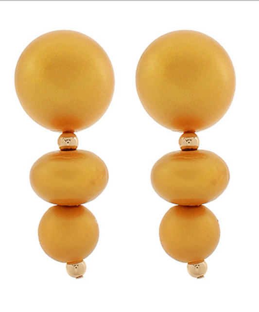 Wood Linear Earrings - Gold