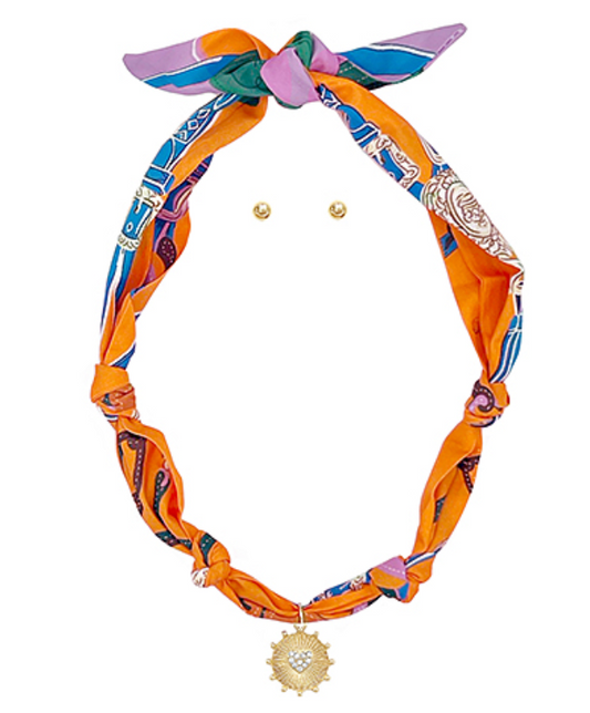 Scarf & Heart Charm Necklace Set