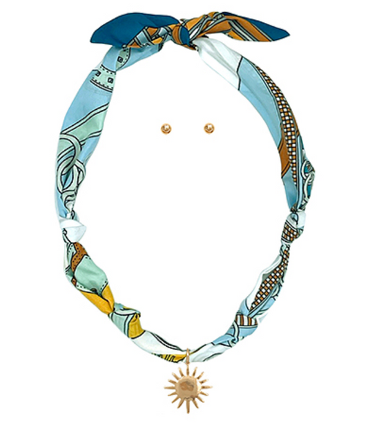 Scarf & Sunburst Charm Necklace Set