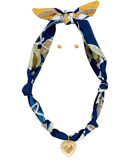 Scarf & Heart Charm Necklace Set