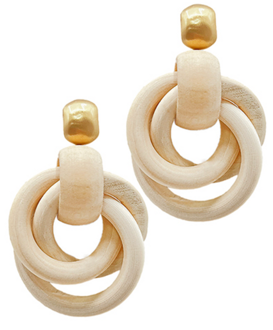 Circle Link Door Knocker Earrings - ivory