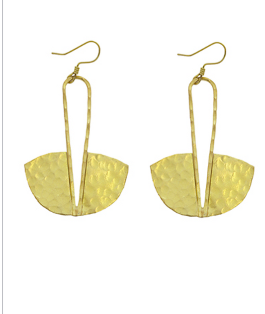 Hammered Geometric Drop Earrings