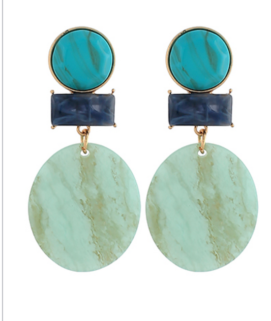 Oval & Multi Shape Earrings - Teal