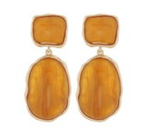 Geometric Oval & Square Earrings - Gold