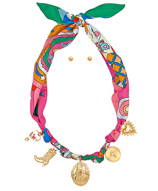 Scarf & Multi Charm Necklace Set