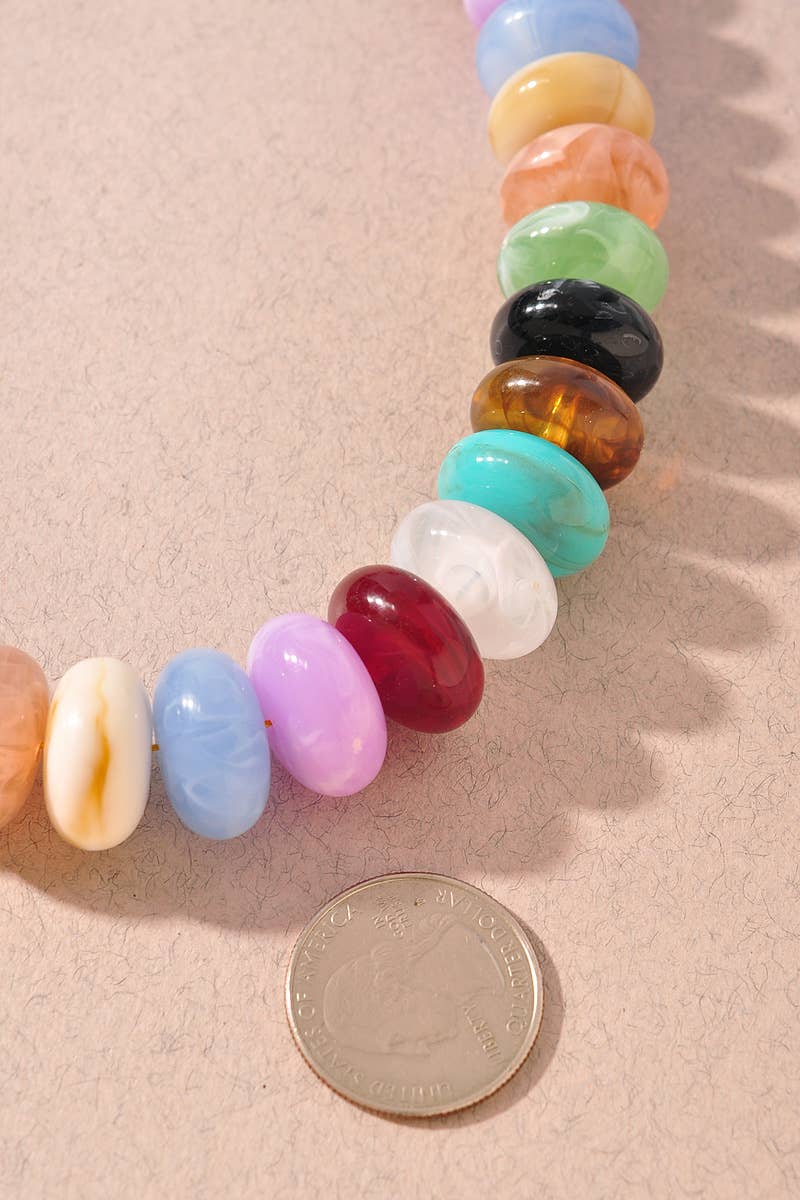 Multi Color Mix Bead Necklace - Multi-Colored