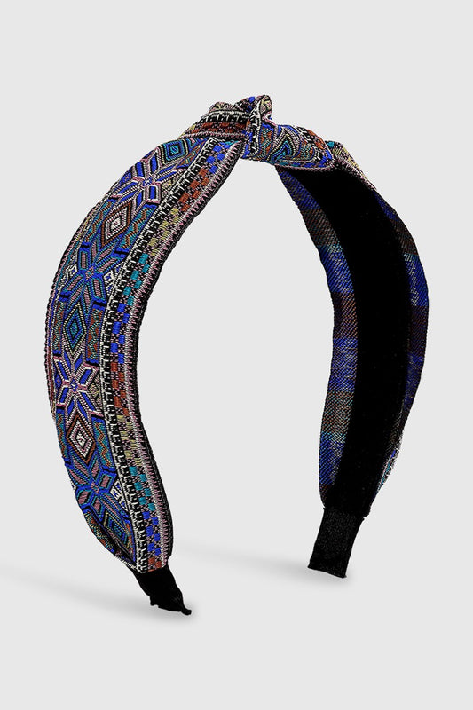 Aztec Printed Headband - Blue