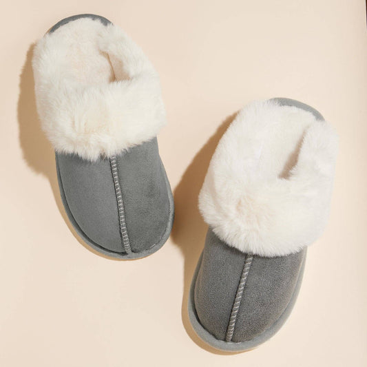 Cozy Faux Fur Lined Slippers GY / L