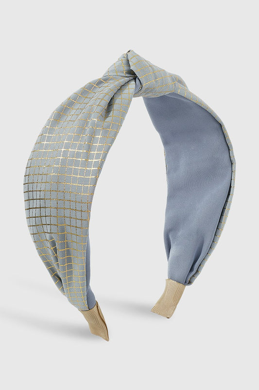 Gold Checkerboard Headband - Blue