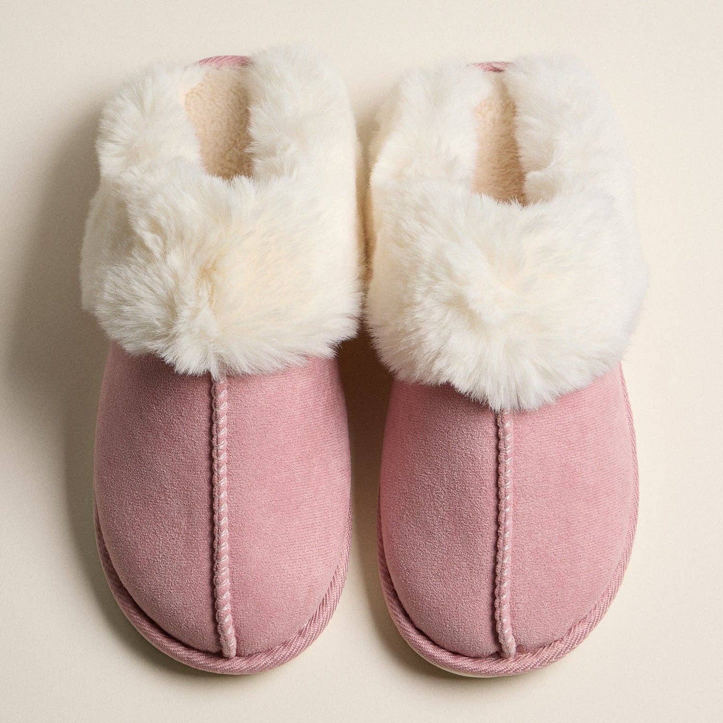 Faux Fur-Trimmed Suede-Effect Cozy Slippers PK / S(38-39)