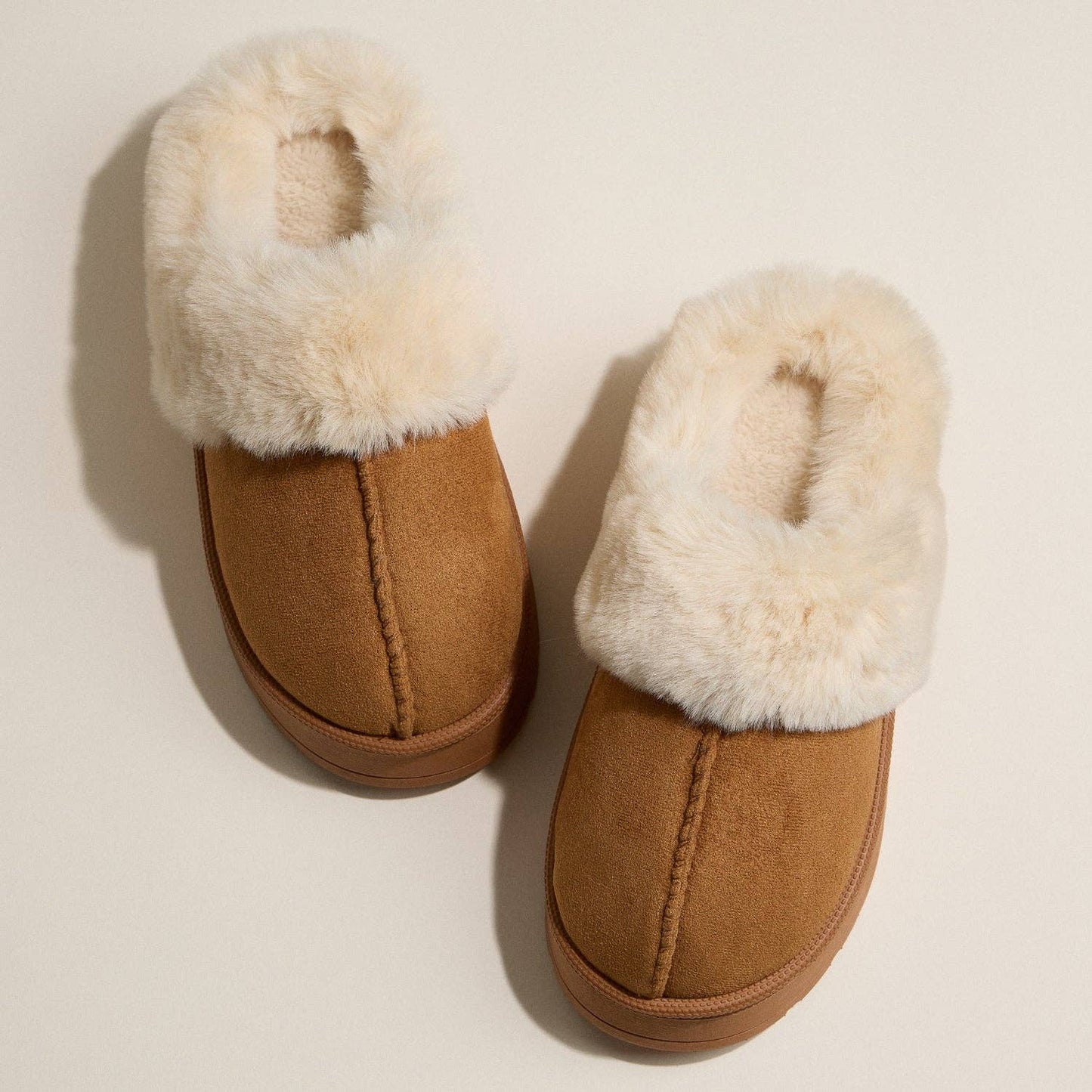 Platform Sherpa Slippers with Suede Finish BR / M(40-41)