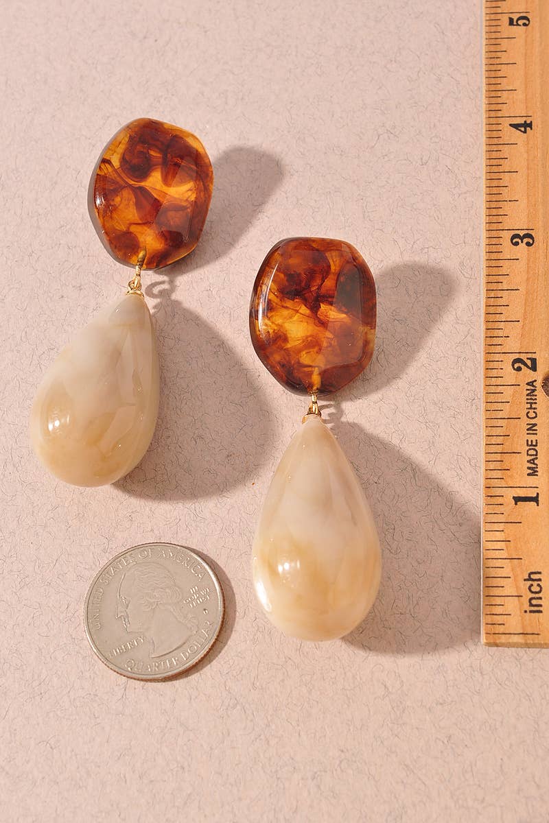 Acrylic Teardrop Earrings - Taupe