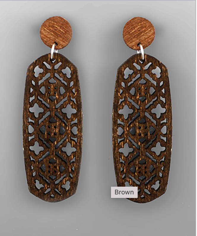 Wood Oblong Earring