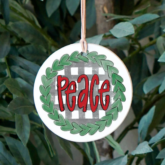 Peace Check Wreath Ornament